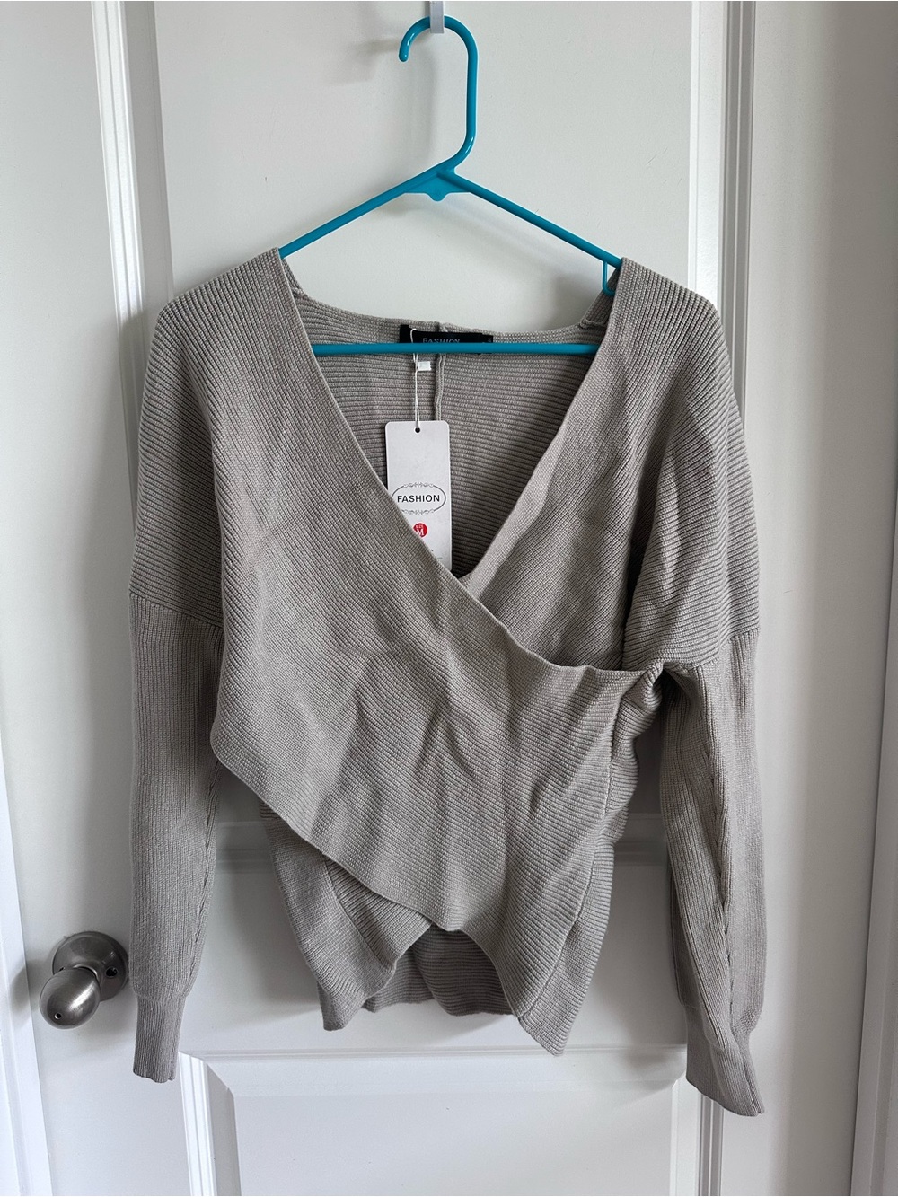 Women's Wrap V-Neck Sweater — Taupe